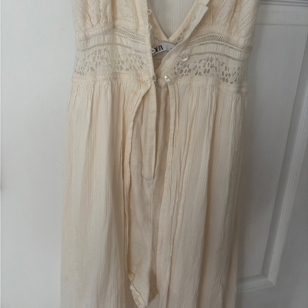 Zara Cream Lace Button-Down Dress
